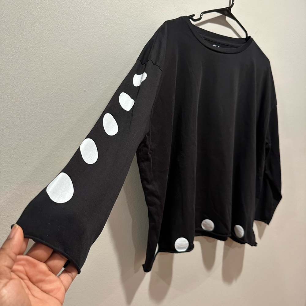 Planet by Lauren G Pima Cotton Polka Dot Luxury Boxy Tee S M L XL onesize